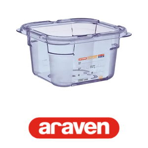 Recipiente para alimentos ABS GN 1/6, 17.6 × 16.2 × 10 h cm, 1.25 L, sin tapa, -40/+80 ° C Araven - Product Image 4