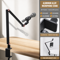 Bras de microphone professionnel robuste anti-affaissement 360° °   Support de micro rotatif et réglable pour podcast, jeux et studio, fixation de micro de bureau