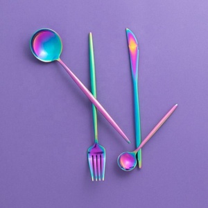 Exclusive Stainless Steel Cutlery Top Quality Best Design <b>Hand</b> <b>Paint</b> Color Enamel Cutlery Set New Design Long Handle Cutlery Set - Product Image 2