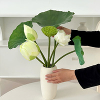 Nouvelle fleur de lotus artificielle en soie PPS, feuille de lotus pour la décoration des tables de mariage