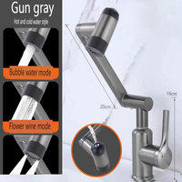 Robinet de salle de bain en acier inoxydable, eau chaude et froide, robinet de lavabo universel, bec pivotant rotatif