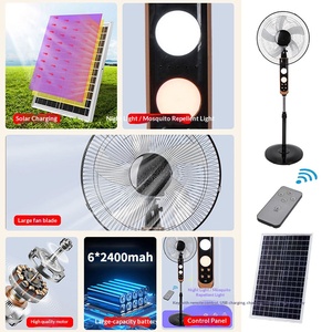 16 Inch Solar Rechargeable Standing Fan With LED <b>Light</b> Long Standby Indoor Outdoor <b>Emergency</b> Fan - Product Image 3