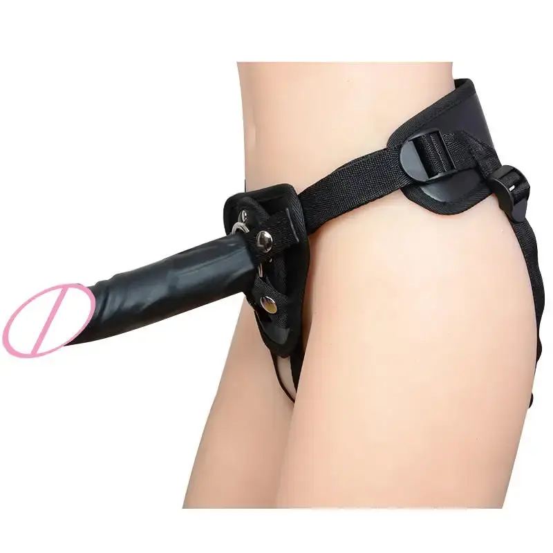 Sex Shop Artificial Flesh Dildo For Female Adult Erotic Lesbian Leather Artificial Harness Hollow Strap On Pants Dildo Belt