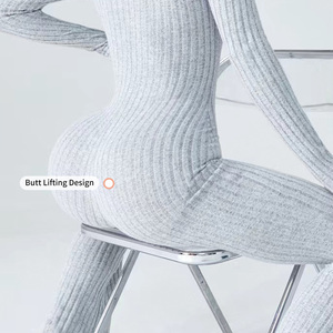 Monos Deportivos Casuales de Manga Larga para Mujer con Logotipo Personalizado, Conjuntos de Yoga y Gimnasio de Una Pieza con Control de Abdomen y Ajuste Delgado - Product Image 5