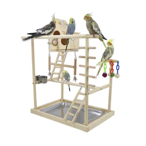 Cage en bois de couleur naturelle pour les animaux domestiques, abri vertical pour les <span class=keywords><strong>oiseaux</strong></span>, maison pour les perroquets, 9 unités - Product Image 1