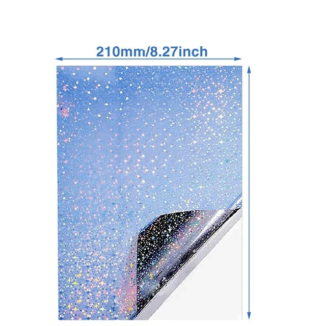 Holographic rainbow glitter effect sesame shaped vinyl sticker inkjet printable vinyl a4 waterproof vinyl sticker labels