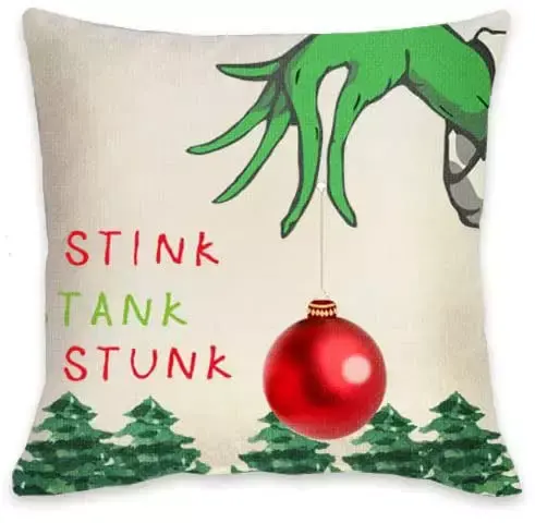 Grinch Cartoon 45cm housse de coussin décorations joyeux noël pour la maison ornement jeté housse de coussin personnalisé