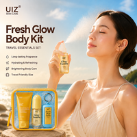 Ensemble de soins corporels 3 en 1 Brume + Déodorant + Nettoyant, éclaircissant, hydratant, parfum vanille, extrait de curcuma, acide kojique, kit de soins quotidiens pour les voyages