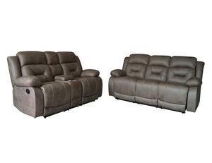 โซฟาแบบแบ่งส่วนปรับเอนได้สำหรับโฮมเธียเตอร์หนังนิ่มพร้อมโต๊ะวาดและคอนโซลเก็บของ - Product Image 1