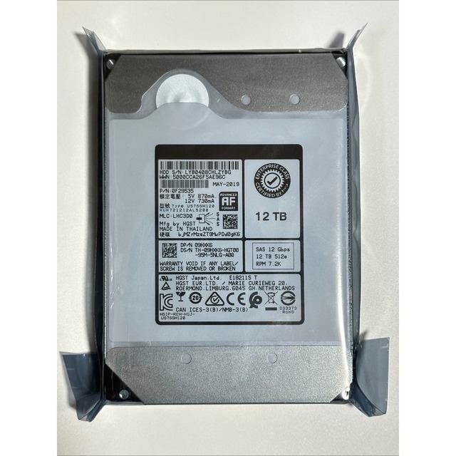 9HXK6 09HXK6 12TB 3.5" SAS 12Gb/s 7200 RPM 512e Internal Server HDD New for R640 R650 R740 R750