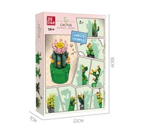 Set Blok Bangunan Tanaman Sukulen Kaktus Simulasi 9 in 1, Bunga Abadi, Bonsai, Mainan, Dekorasi Rumah, Hadiah Anak-anak