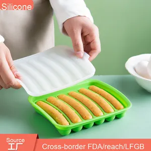 Moule à saucisses en silicone alimentaire écologique à 6 cavités pour jambon et hot-dogs, idéal pour la cuisson à domicile, outil de pâtisserie avec sac OPP - Product Image 3
