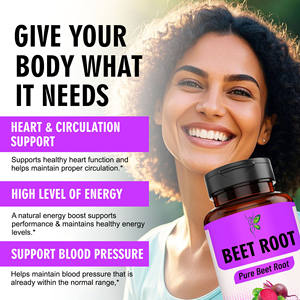 Complément alimentaire de haute qualité à base de capsules de racine de betterave, soutient la pression artérielle et améliore la santé cardiaque, capsules pour adultes - Product Image 3
