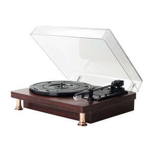 Tocadiscos Retro con Logotipo Personalizado, Reproductor de Vinilo de 3 Velocidades con Tapa Transparente, Sistema de Audio BT para Música de Fondo en Oficinas y Salas de Reuniones - Product Image 4