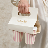 Boîte porte-gobelets personnalisée en papier kraft brun avec poignée pour gobelets à chocolat chaud et café, emballage à emporter écologique