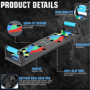Pushup Board 9 en 1 soporte de entrenamiento en casa, equipo de Fitness para <span class=keywords><strong>Abdom</strong></span> brazo pecho espalda tríceps hombro, barras de realce - Product Image 3