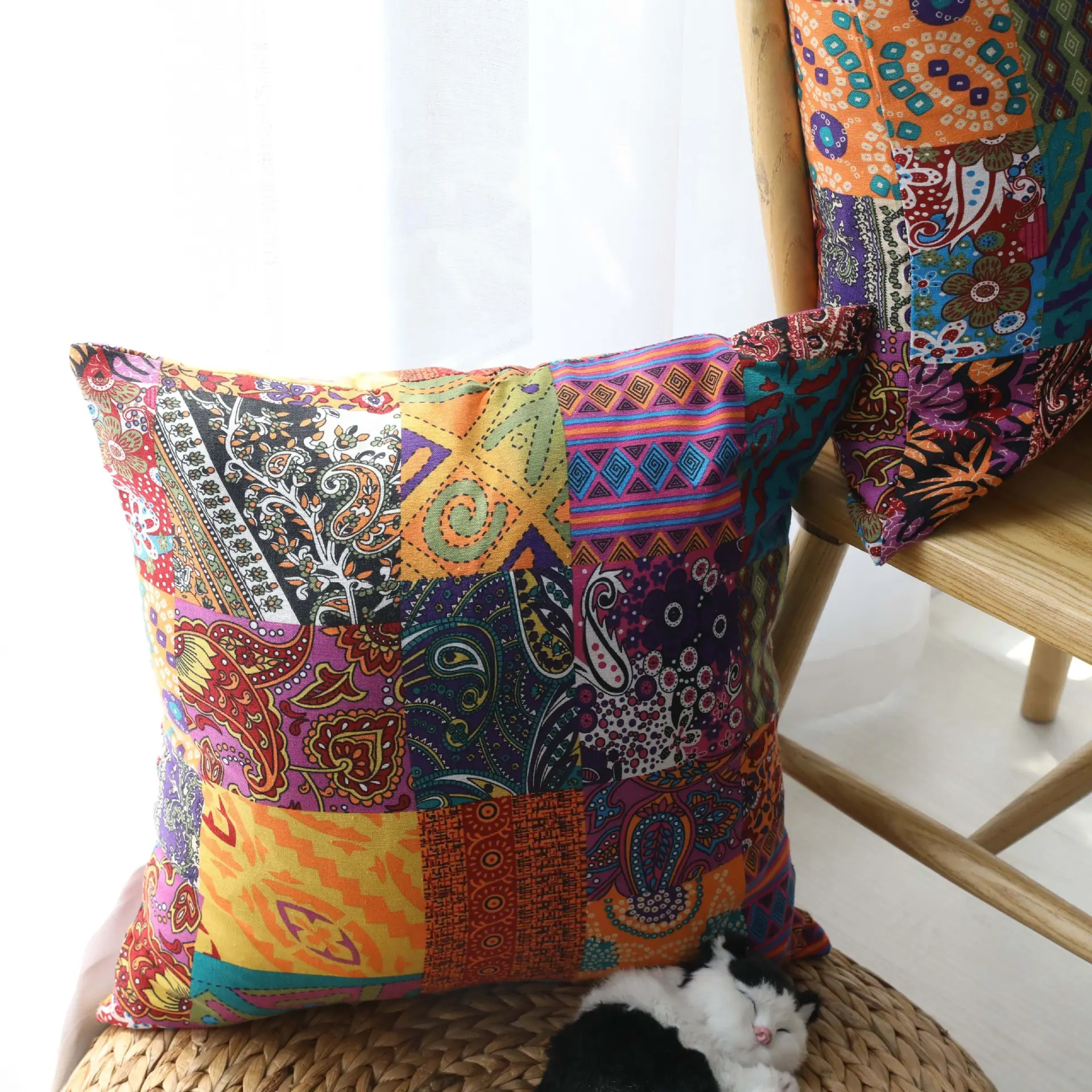 Retro Bohemian Middle East Ethnic Cotton Linen Throw Pillow Cushion Cover