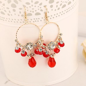 Fashion Jewelry <b>Earrings</b> Simple Ear <b>Hook</b> Long Circle Crystal Earline E167 - Product Image 3