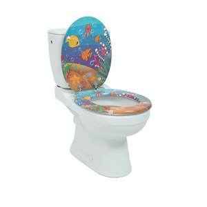 Asiento de inodoro de baño MDF de forma redonda cubierta de asiento Loo de cierre suave antibacteriano - Product Image 5