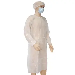 ECO friendly breathable non woven disposable isolation gown with knit cuff for medical protective use