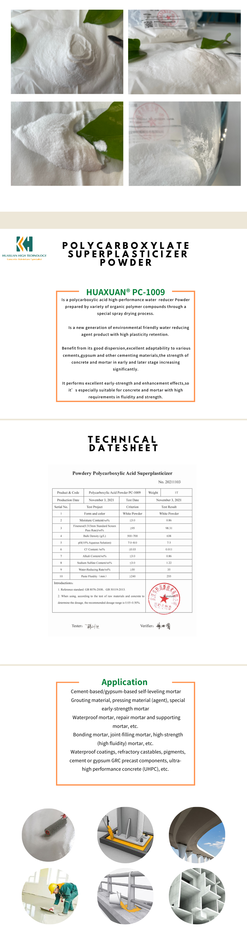 Formulation Admuxtures&Additives Pce Ether For Industrial Floor Polycarboxylate Based Superplasticizer Powder