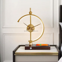 Lampe de chevet de luxe avec horloge à quartz et chargeur sans fil, décoration d'intérieur, lampe de table de chevet, charge sans fil pour téléphone portable
