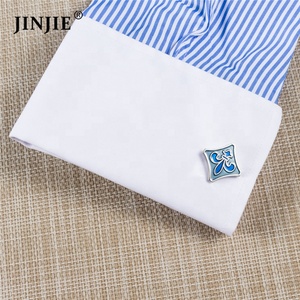 Sẵn Sàng Để Tàu Pháp Chất Liệu Đồng Màu Xanh Fleur-de-Ls Men Cuff Nút Người Đàn Ông Của Cuff Liên kết - Product Image 6