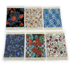 Factory Supplier Set of 6 Turkish Rug Style Table Drink mats Arabic Style Rug coaster Rectangular