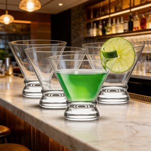 Copas de cóctel de cristal de 8 oz, diseño fruncido, base pesada, copas de martini sin tallo, elegantes y resistentes, transparentes, para bodas, fiestas en casa - Product Image 2