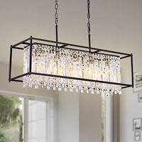 MEEROSEE Lustre Rectangle Or pour Salle À Manger Pendentif Long Bar Lumière Hôtel Chambre Nordique Moderne LED Plafonnier MD98029