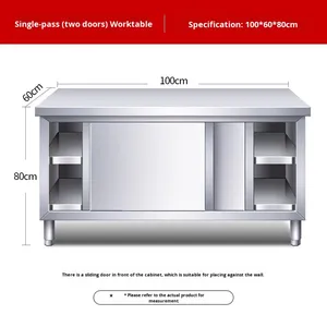 Plan de travail commercial en acier inoxydable avec armoire de rangement à porte coulissante, <span class=keywords><strong>comptoir</strong></span> de <span class=keywords><strong>cuisine</strong></span> robuste pour restaurant <span class=keywords><strong>et</strong></span> atelier - Product Image 5
