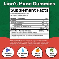 Gummies aux champignons Lion's Mane saveur myrtille et fraise 500mg par gomme 60 unités Végétaliennes pour adultes