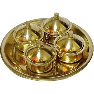 PARIJAT Handicraft Brass Kumkum Chandan Chawal Holder Royal Kumkum Box for <b>Home</b> <b>Temple</b> Gifting Pooja Thali Mandir for Parties - Product Image 3
