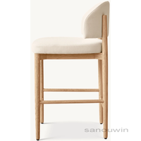 Tabouret de bar haut élégant et durable en bois de chêne massif avec dossier confortable pour chaises de bar