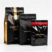 Sacs à café en aluminium avec valve et fermeture éclair, scellés sur huit côtés, qualité alimentaire, 250g, 500g, 1kg, pour l'emballage de grains de café - Vente en gros