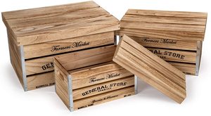 Zhongglu — boîtes de rangement en bois rustiques, avec couvercle et poignées découpées, ensemble de 3 caisses à fruits en bois bon marché pour vente - Product Image 2