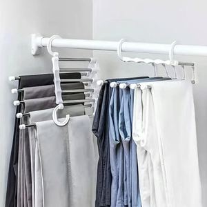 Wholesale 5In1 Magic Stainless Steel Foldable Multi-functional Convenient Pant Rack Hangers Tie Hanger <b>Shelves</b> <b>Bedroom</b> Closet - Product Image 4