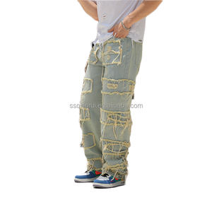 بيع بالجملة بنمط جديد أزياء الشارع العالي جينز رجالي ضيق ومطاط جينز رجالي بانتالون جينز أوم - Product Image 2