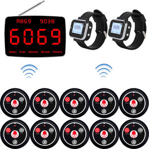 ระบบเรียกไร้สาย - 10 ตัวส่งสัญญาณปุ่มเรียก + 1 ตัวรับสัญญาณแบบจอแสดงผล + 2 นาฬิกาเรียก |   ร้านอาหาร/โรงแรม - Product Image 1