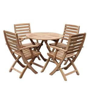 Nouvelle table pliante en teck pour l'extérieur, meubles de jardin, patio, avec chaises avec accoudoirs - Product Image 1