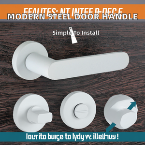 Modern <b>Bathroom</b> Stainless Steel Interior <b>Door</b> Handle Luxury <b>Door</b> Contemporary Style with <b>Lock</b> Easy Installation Ambidextrous - Product Image 2