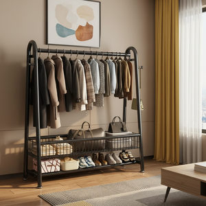 Perchero Metálico Moderno de Lujo, Ecológico y Portátil, de Una Sola Barra, para Sala de Estar y Dormitorio - Product Image 1
