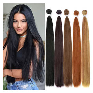 Bundles de cheveux raides en os Extensions de cheveux naturels de salon Fausses fibres Bundles de cheveux en fibres naturelles synthétiques à haute température - Product Image 2