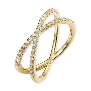 Dongguan manufacturer factory 14k gold stackable zircon diamond ring for woman