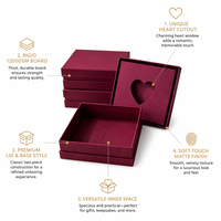 Boîte cadeau en carton rigide biodégradable de luxe personnalisée BONROY Premium Bourgogne avec découpe en forme de cœur et gaufrage pour bijoux – Vente en gros