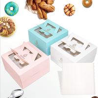 Boîte d'emballage pour pâtisserie 16*16*9.5CM, mini boîte à mousse, boîte à gâteau portable, boîte à quatre fromages avec fond