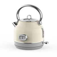 Bouilloire à eau chaude sans fil rétro 1,7 L en acier inoxydable avec filtre amovible, indicateur LED, chauffage dissimulé pour comptoir de cuisine