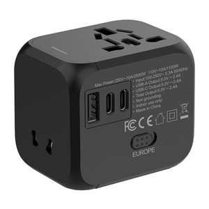 Adaptateur de voyage universel USB, prise AC, USB-A, USB-C, charge rapide PD, prise européenne, pliable, matériau PC, protection contre les surtensions - Product Image 4