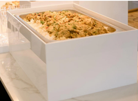 Élégante Housse de Protection pour Réchauds Chafing Dish, Support et Couvercle en Acrylique Blanc Résistant