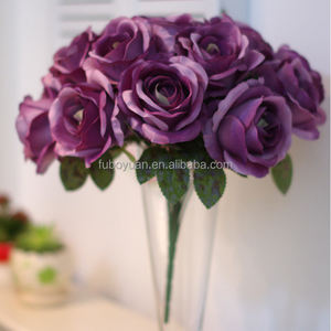 Bouquet de fleurs artificielles S Bouquet de roses à 9 têtes Bouquet de fleurs simples Bouquets de fleurs artificielles en soie pour décor d'événement de mariage - Product Image 2